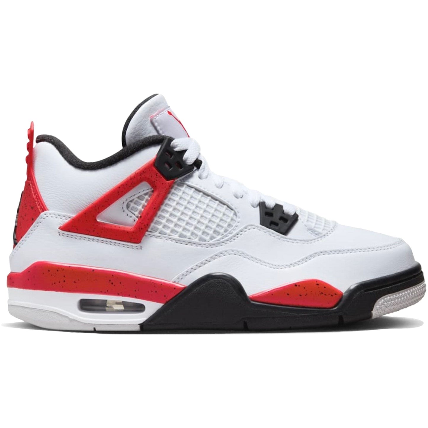 High-quality image of the Jordan 4 Retro - Red Cement (GS) (408452-161) sneakers for kids, featuring red and black colorway and classic design
