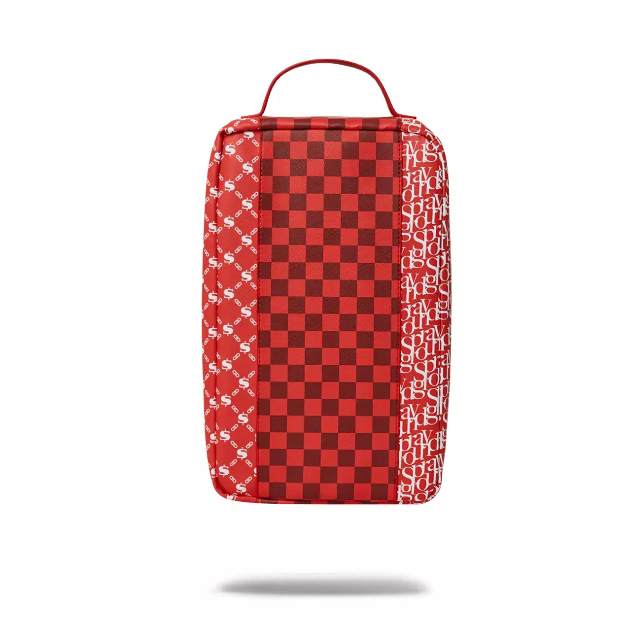 Stylish and functional Sprayground Tri Split Red Sneaker Bag (B4865) designed to hold sneakers and other essentials