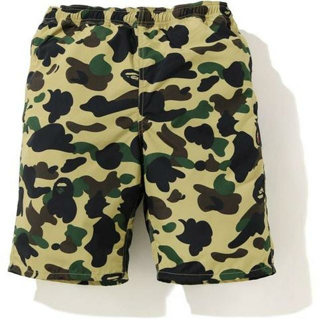 BAPE 1st Camo Beach Shorts (SS20) - Yellow, stylish and comfortable summer shorts with vibrant yellow camouflage design