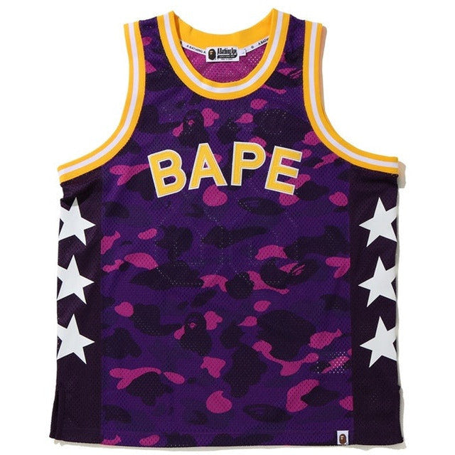 BAPE Color Camo Basketball Tank Top in Purple from the SS20 collection, a stylish and versatile athletic wear option for men