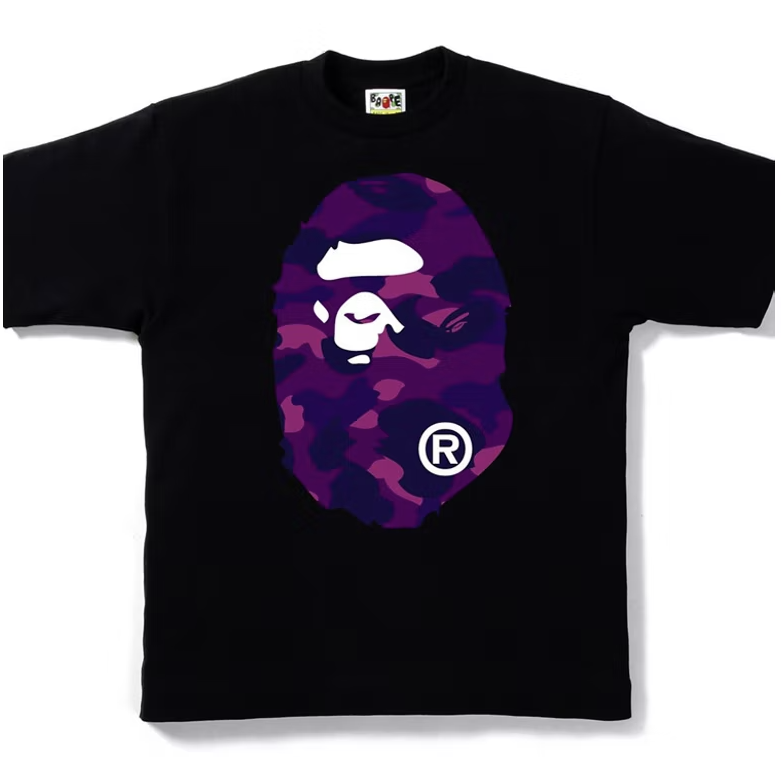 BAPE Color Camo Big Ape Head Tee - Black/Purple