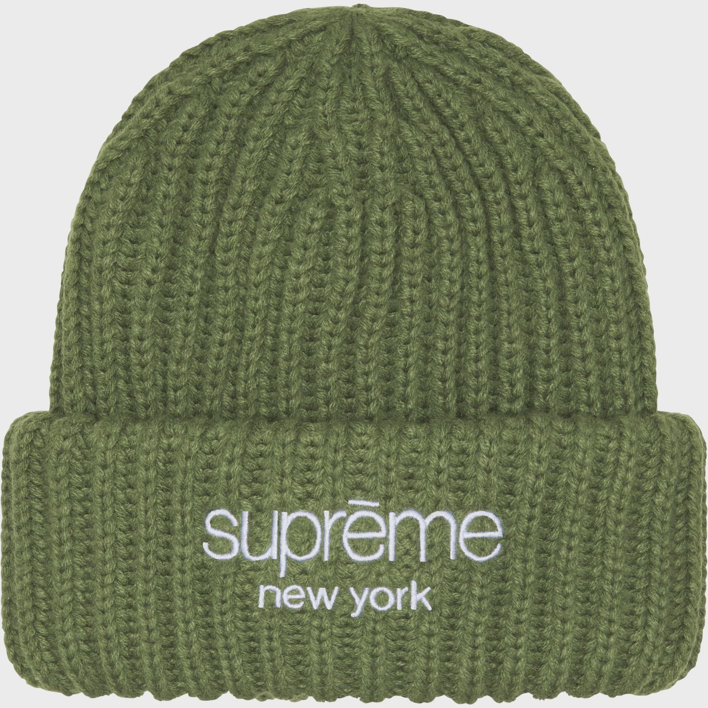 Olive Supreme Classic Logo Chunky Ribbed Beanie for Fall/Winter 2023
