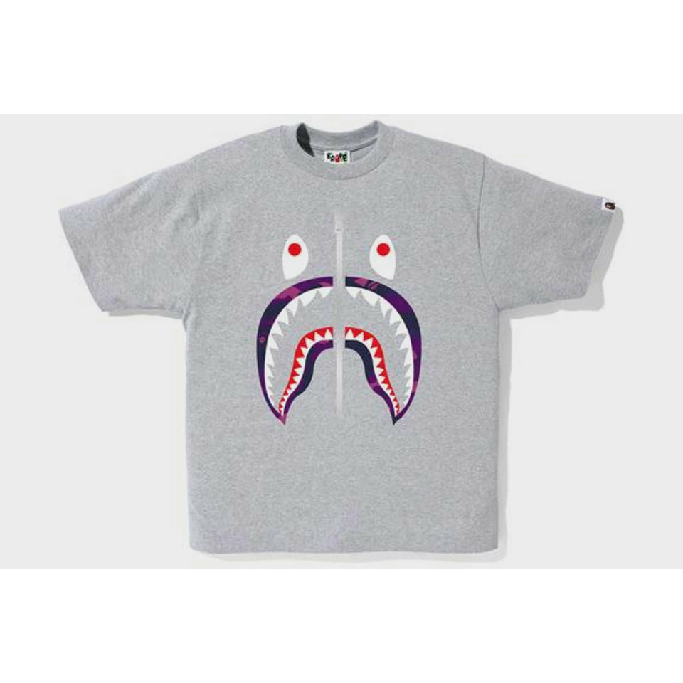 BAPE Color Purple Camo Shark Grey Tee - stylish streetwear fashion