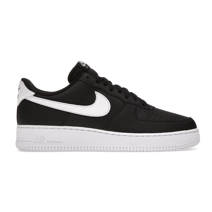 Nike Air Force 1 Low '07 - Black White Pebbled Leather iconic sneakers with cushioned sole and stylish design