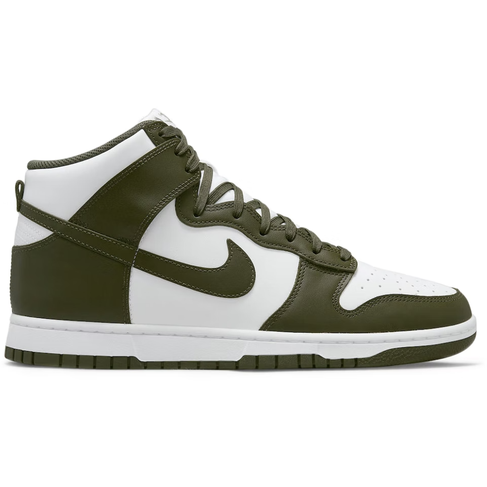 A pair of Nike Dunk High -Cargo Khaki (GS) sneakers in a stylish and trendy design