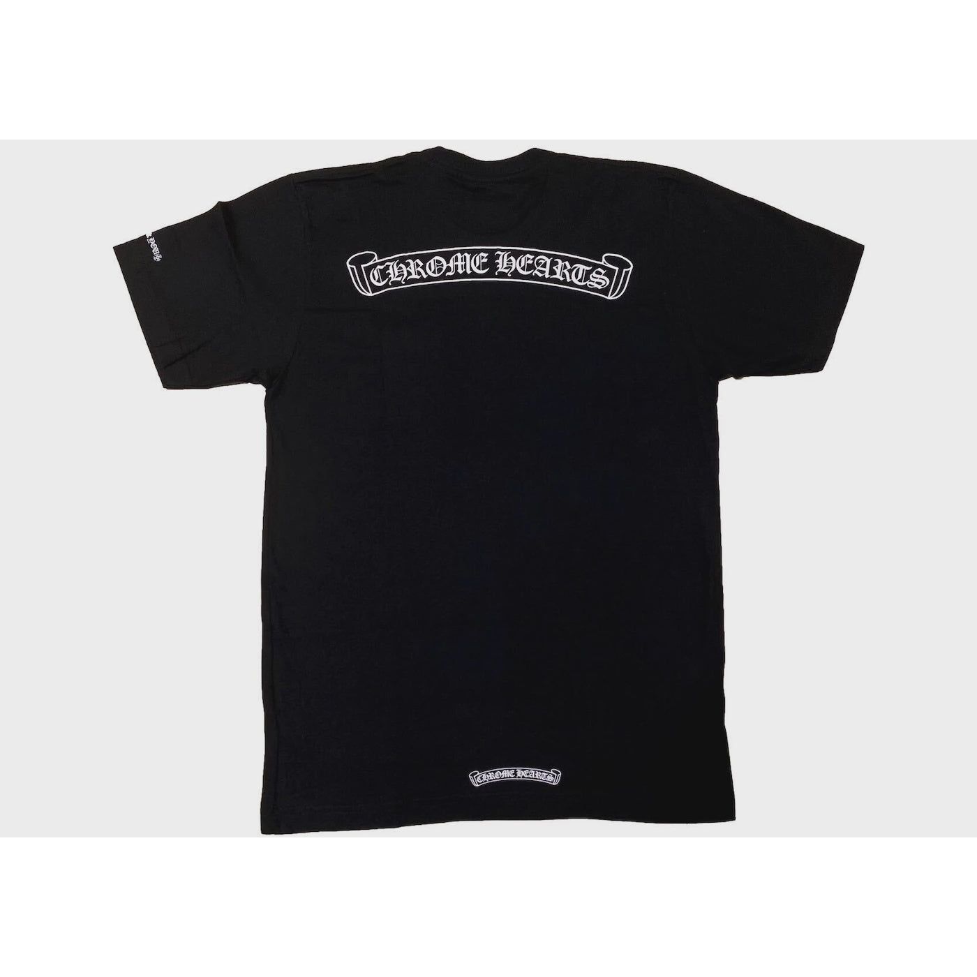Black Chrome Hearts Scroll Logo T-Shirt with intricate logo design