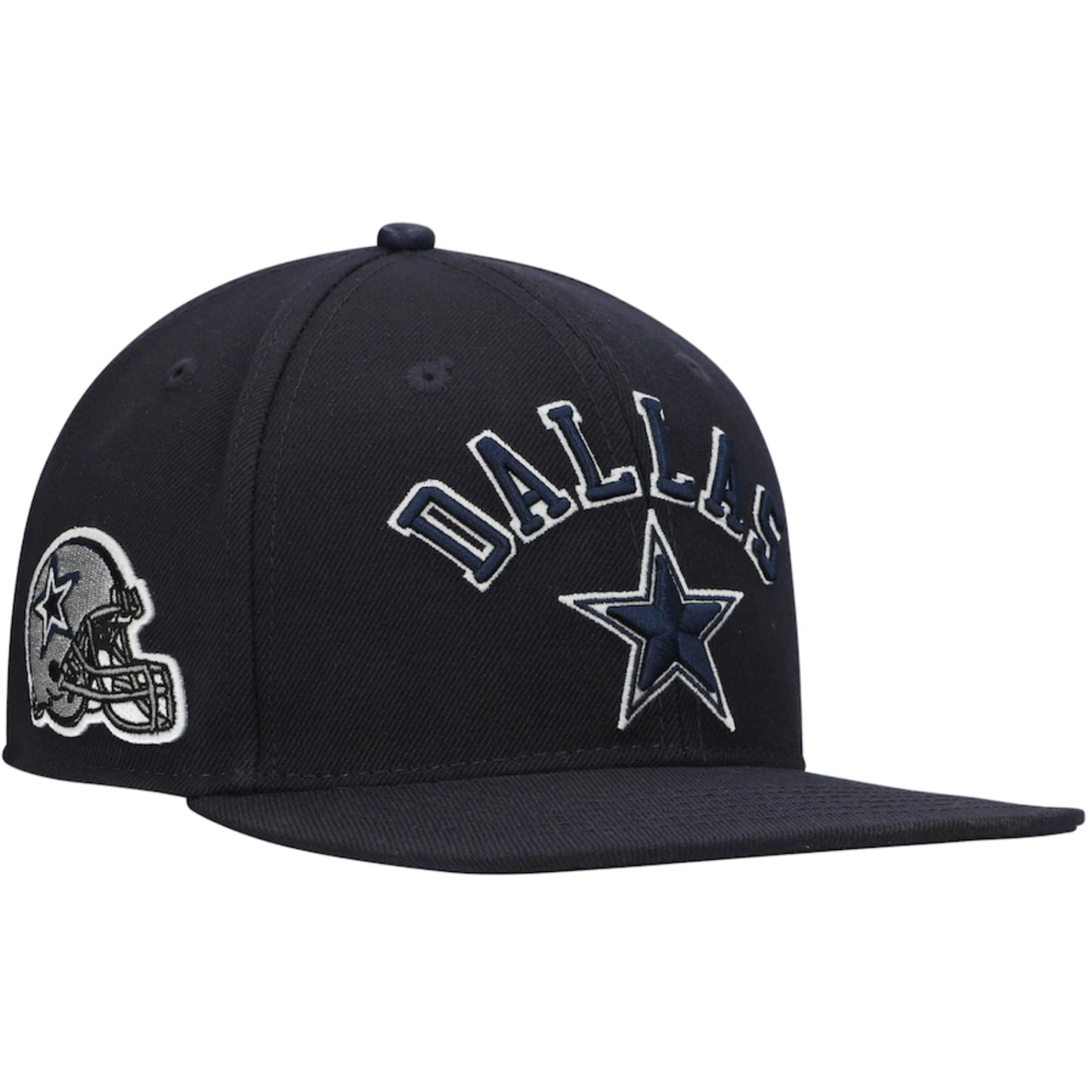 Pro Standard Dallas Cowboys Navy Stacked Snapback Hat with official team logo and adjustable strap for a comfortable fit