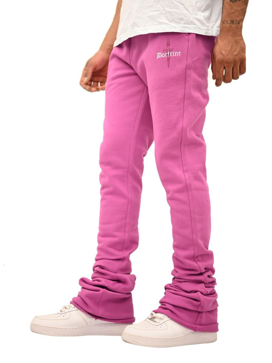 Doctrine Dagger Stacked Joggers in vibrant purple color with comfortable fit and stylish design