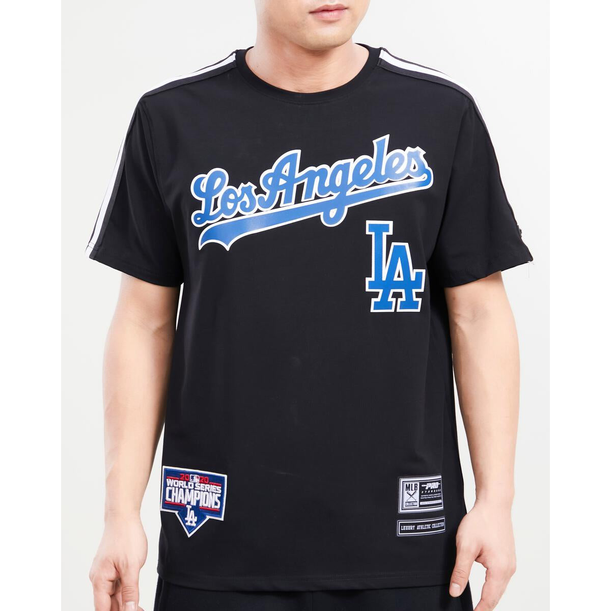 Black Pro Standard Los Angeles Dodgers logo taping shirt for team sports enthusiasts