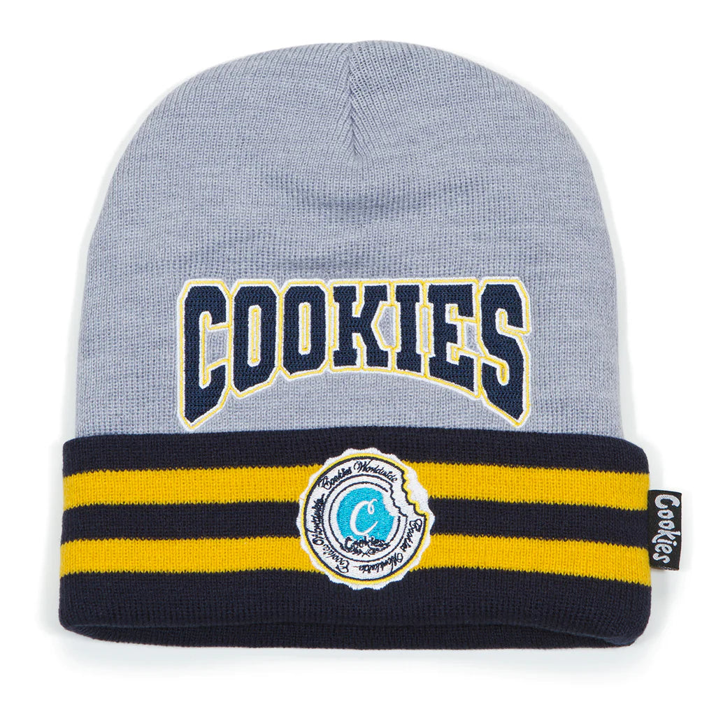 Cozy and stylish Cookies Double Up Heather Grey Knit Beanie for winter