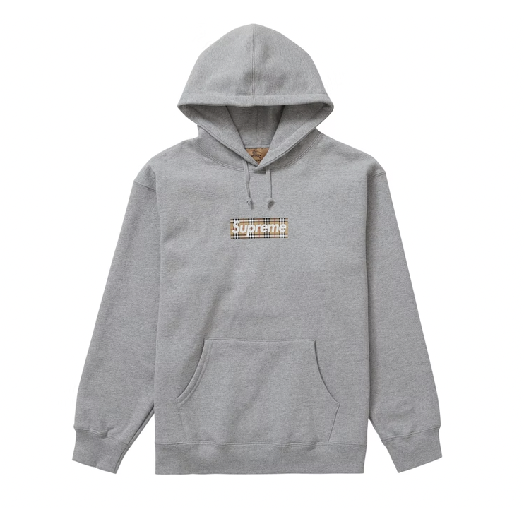 Supreme Burberry Box Logo Hooded Sweatshirt - Heather Grey – Fresh