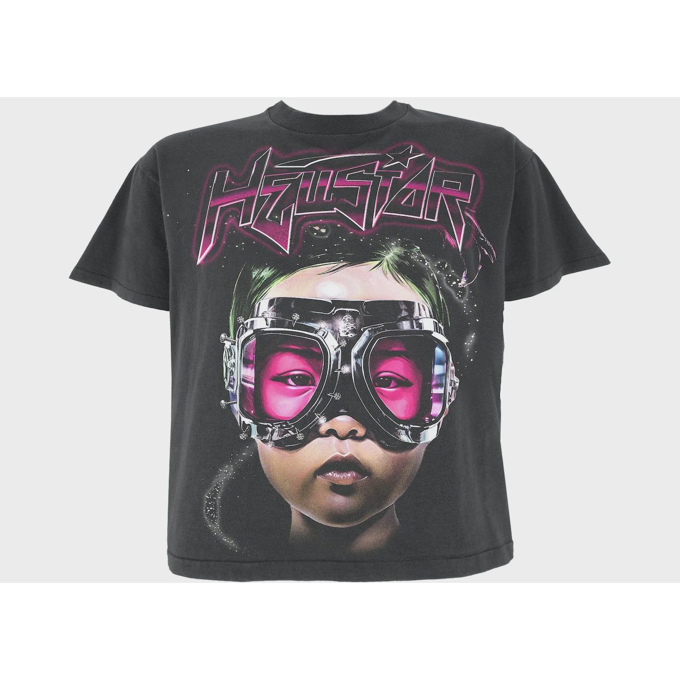HELLSTAR Future Red Tee - Black: A vibrant red t-shirt with futuristic design on a black background