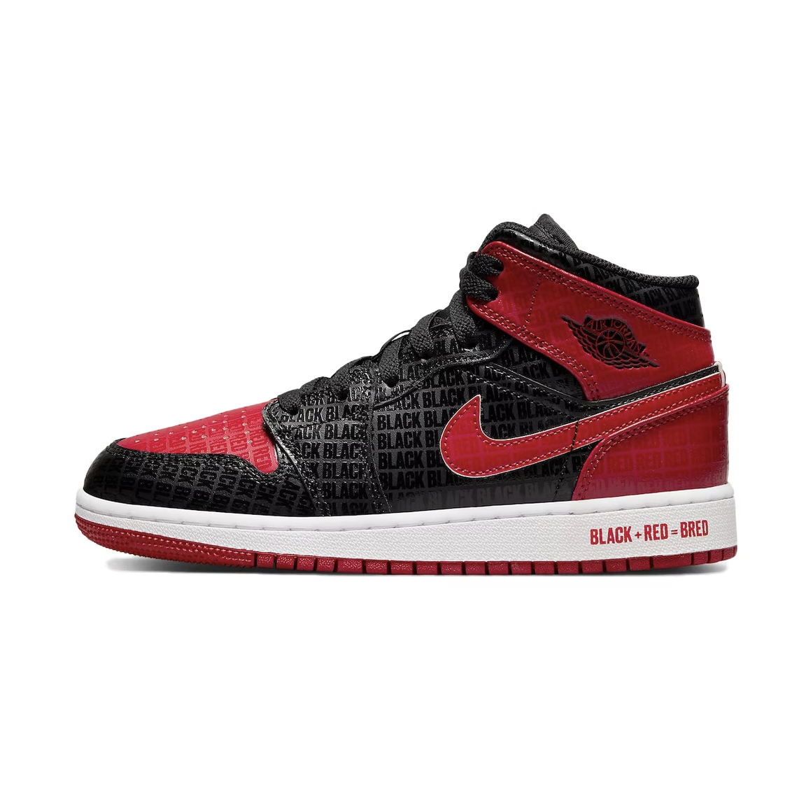 High-quality and stylish Jordan 1 Mid -Bred Text (GS) sneaker for kids
