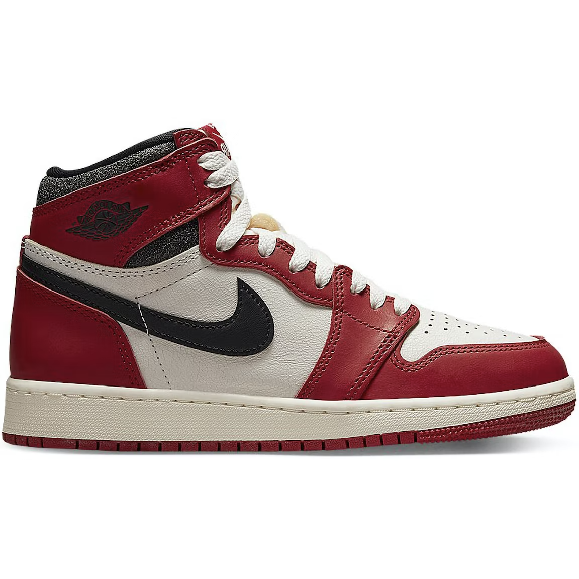 Red and white Jordan 1 Retro High OG - Chicago Lost and Found (GS) sneaker for kids