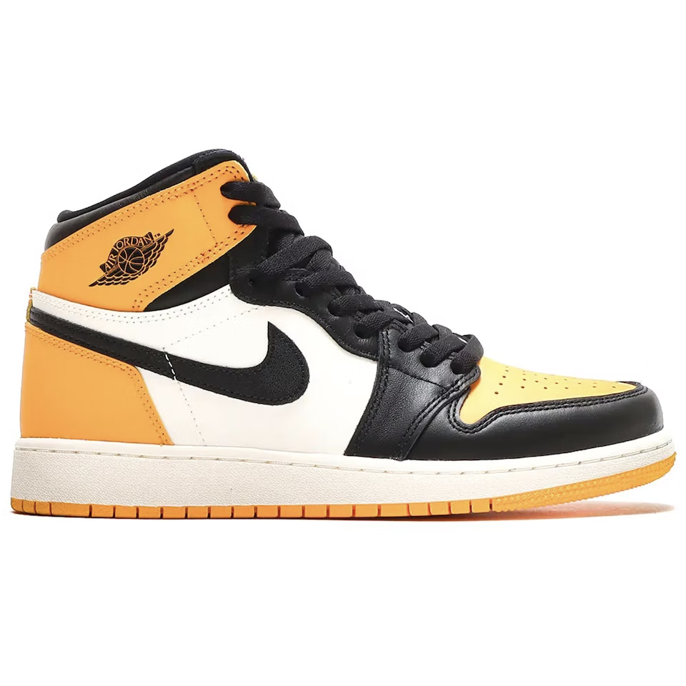 Black and yellow Jordan 1 Retro High OG -Taxi (GS) sneakers for kids