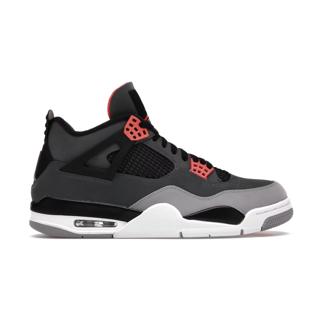 High-quality image of the Jordan 4 Retro - Infrared sneakers in striking red and black colorway, perfect for basketball and casual wear