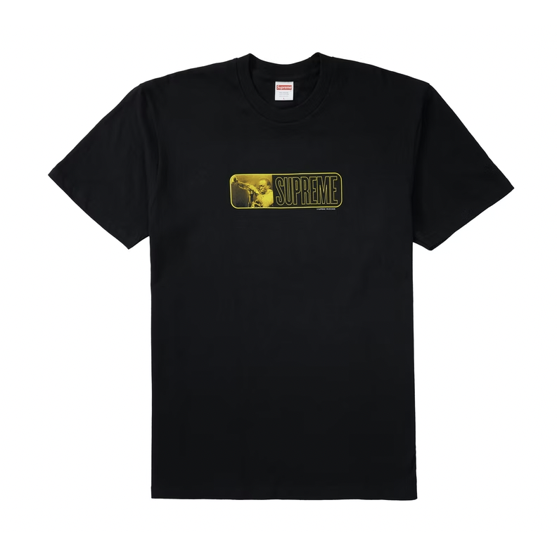 Black Supreme Miles Davis Tee featuring iconic jazz musician graphic design