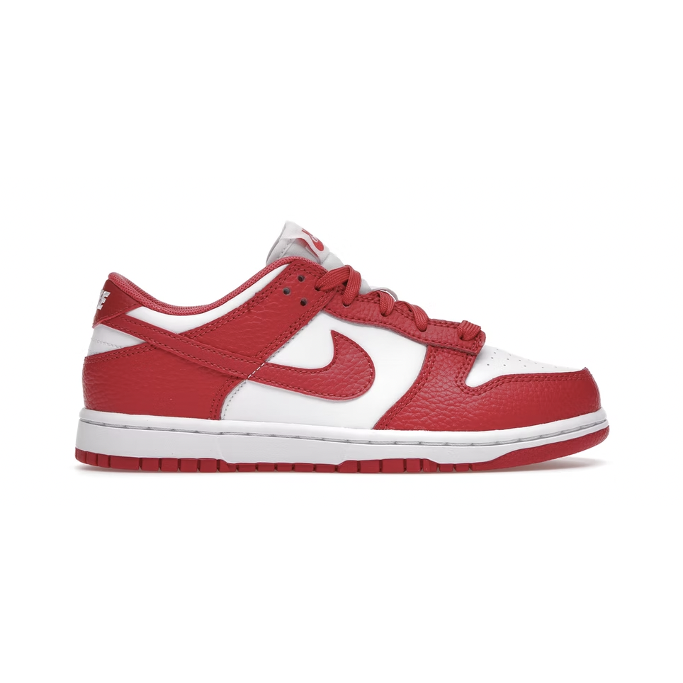 Nike Dunk Low -White Gypsy Rose (PS) kids' sneakers with pink and white colorway and classic Nike swoosh logo