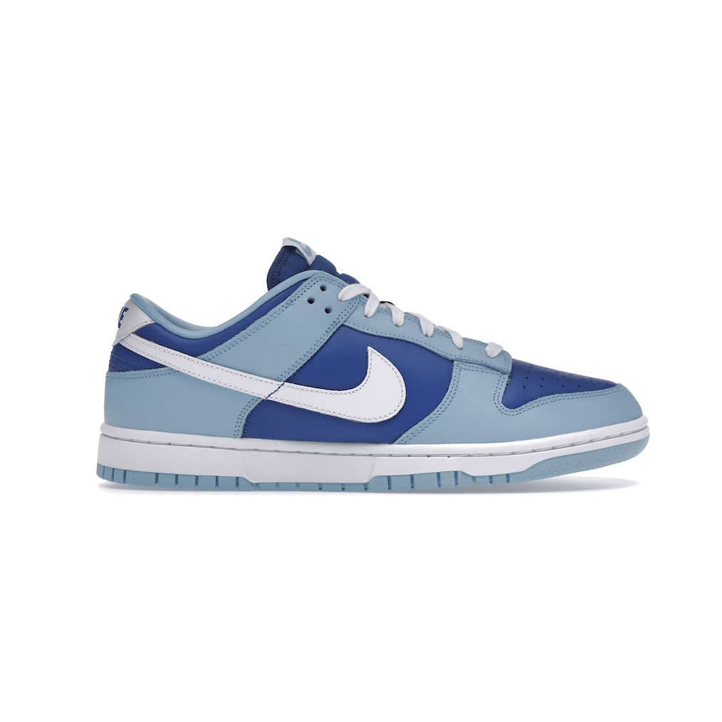 Nike Dunk Low Retro QS -Argon (2022) sneaker in blue and white colorway with classic Nike swoosh logo on the side and retro feel