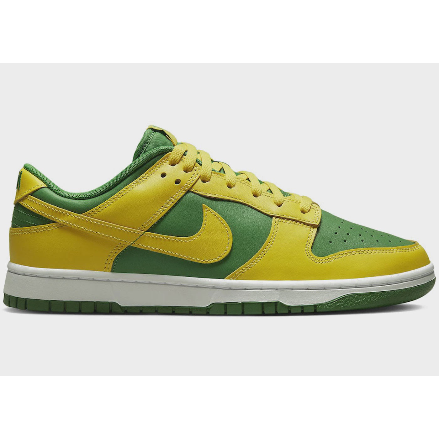 Nike Dunk Low Reverse Brazil DV0833-300 sneaker in green, yellow, and white colorway