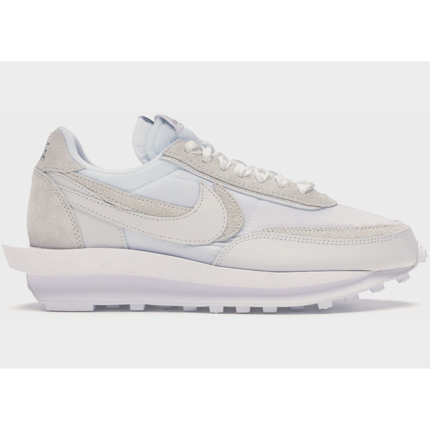 Nike LD Waffle - Sacai White Nylon running shoes for women on a white background