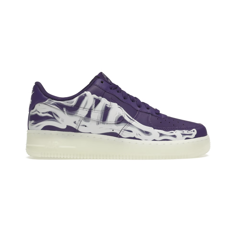 Nike Air Force 1 Low '07 QS - Purple Skeleton Halloween (2021) shoe in a vibrant purple color with skeleton and Halloween-themed design, perfect for the spooky season