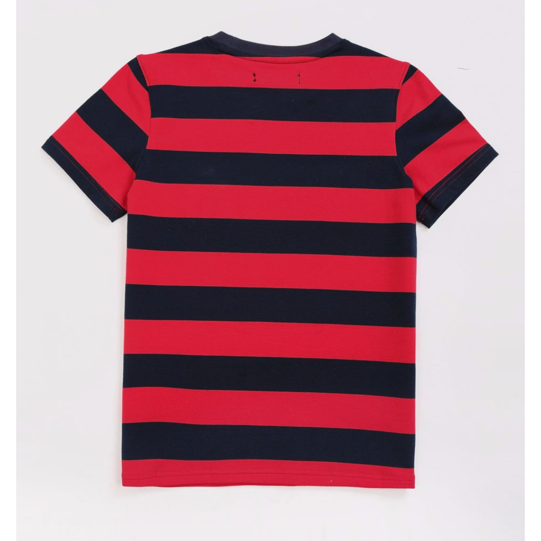 BP KIDS Red Game Stripe Tee - Short-sleeve cotton t-shirt for kids with red and white stripes