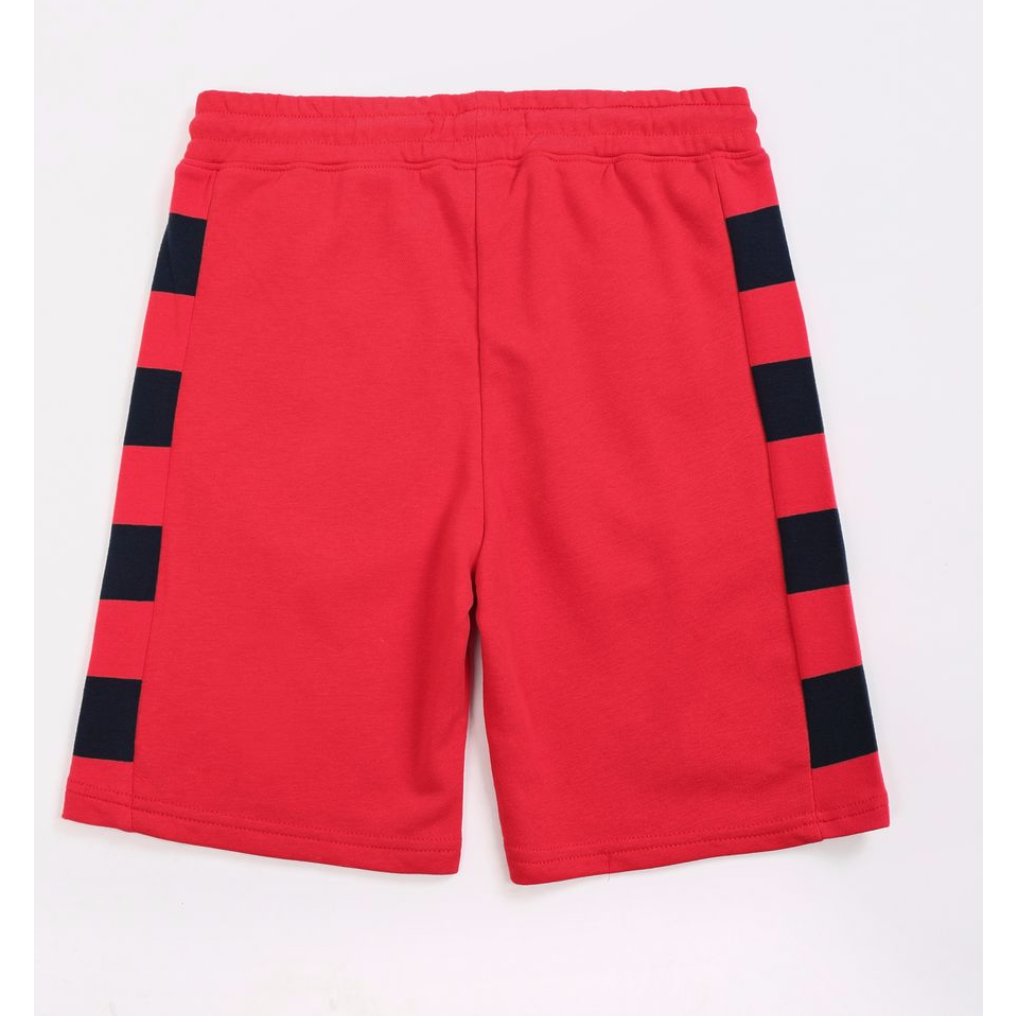 Comfortable and stylish red shorts with game stripe for active kids
