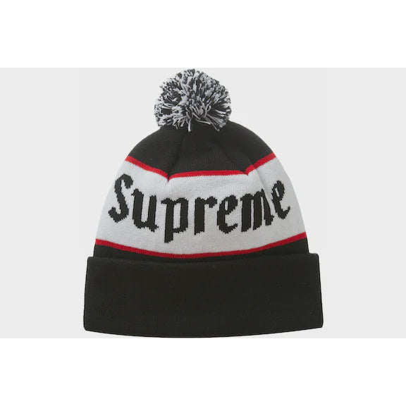 Black Supreme Alpine Beanie from the FW22 collection, a stylish and warm winter accessory for outdoor enthusiasts