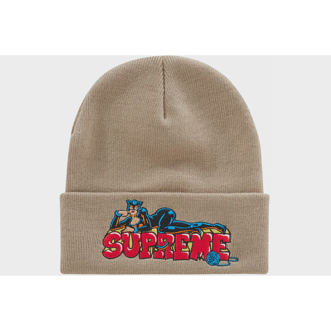 Supreme Catwoman Beanie - Stone, a stylish and cozy option for cat lovers