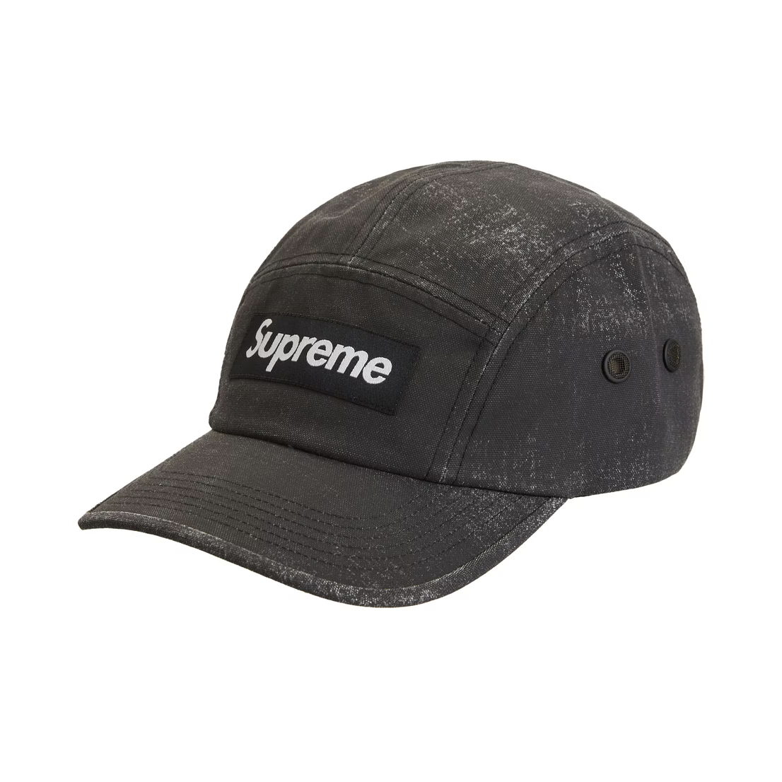 Black Supreme Coated Cordura Camp Cap with durable and weather-resistant material perfect for outdoor activities and casual wear