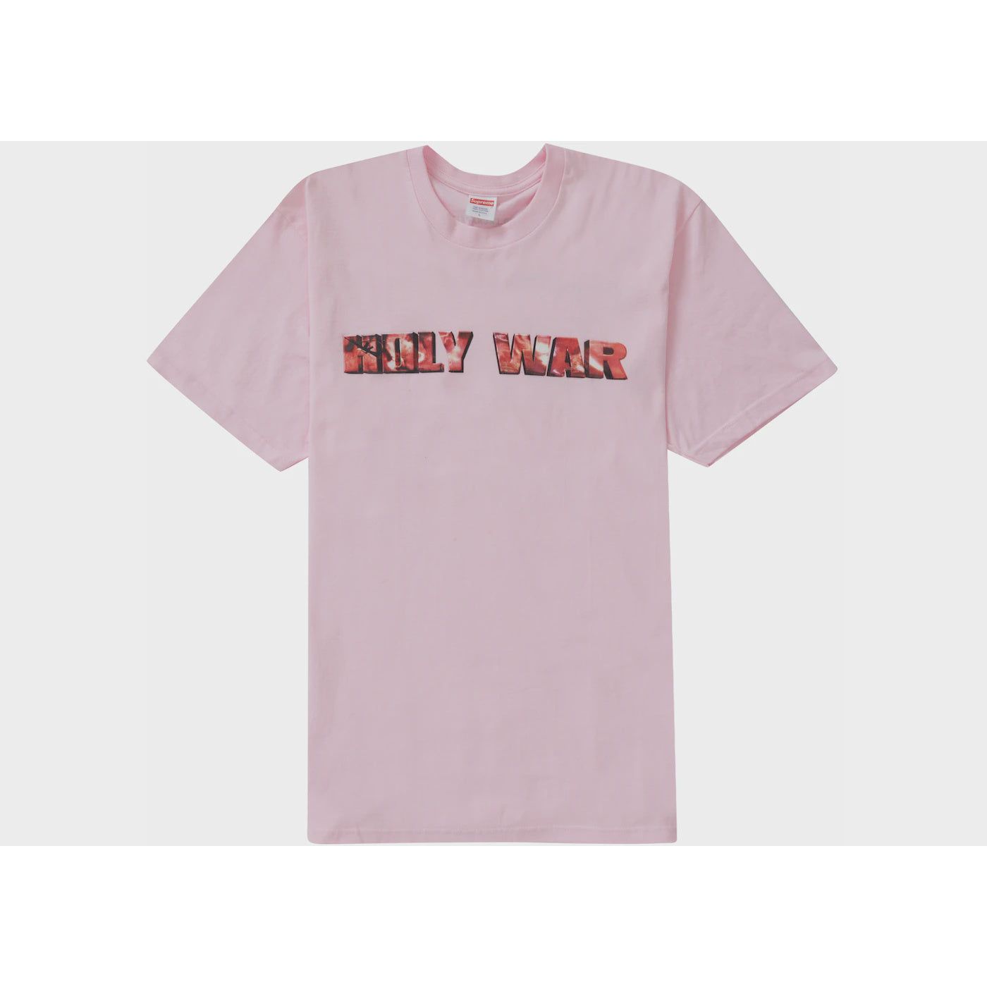 Supreme Holy War Tee in light pink, part of FW23 collection, featuring eye-catching design and high-quality fabric