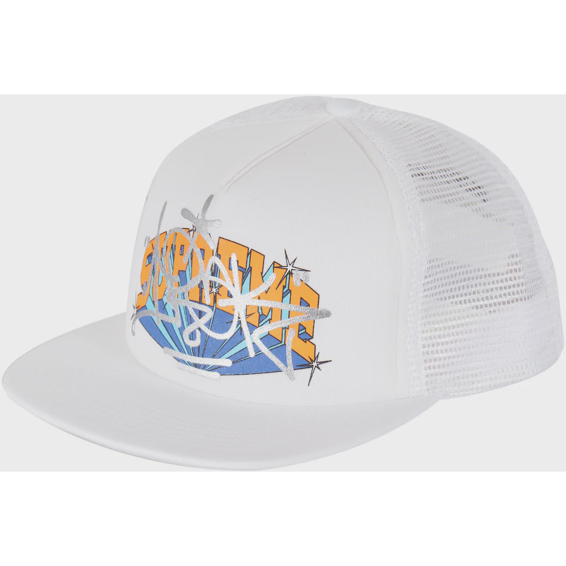 White Supreme IRAK Arch Mesh 5-Panel Hat with embroidered logo