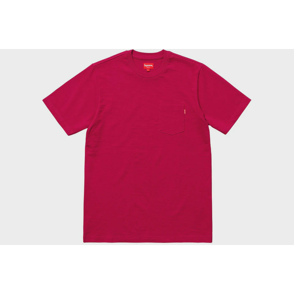 Supreme S/S Pocket Tee (SS18) in Cranberry, a short-sleeve shirt with a front pocket