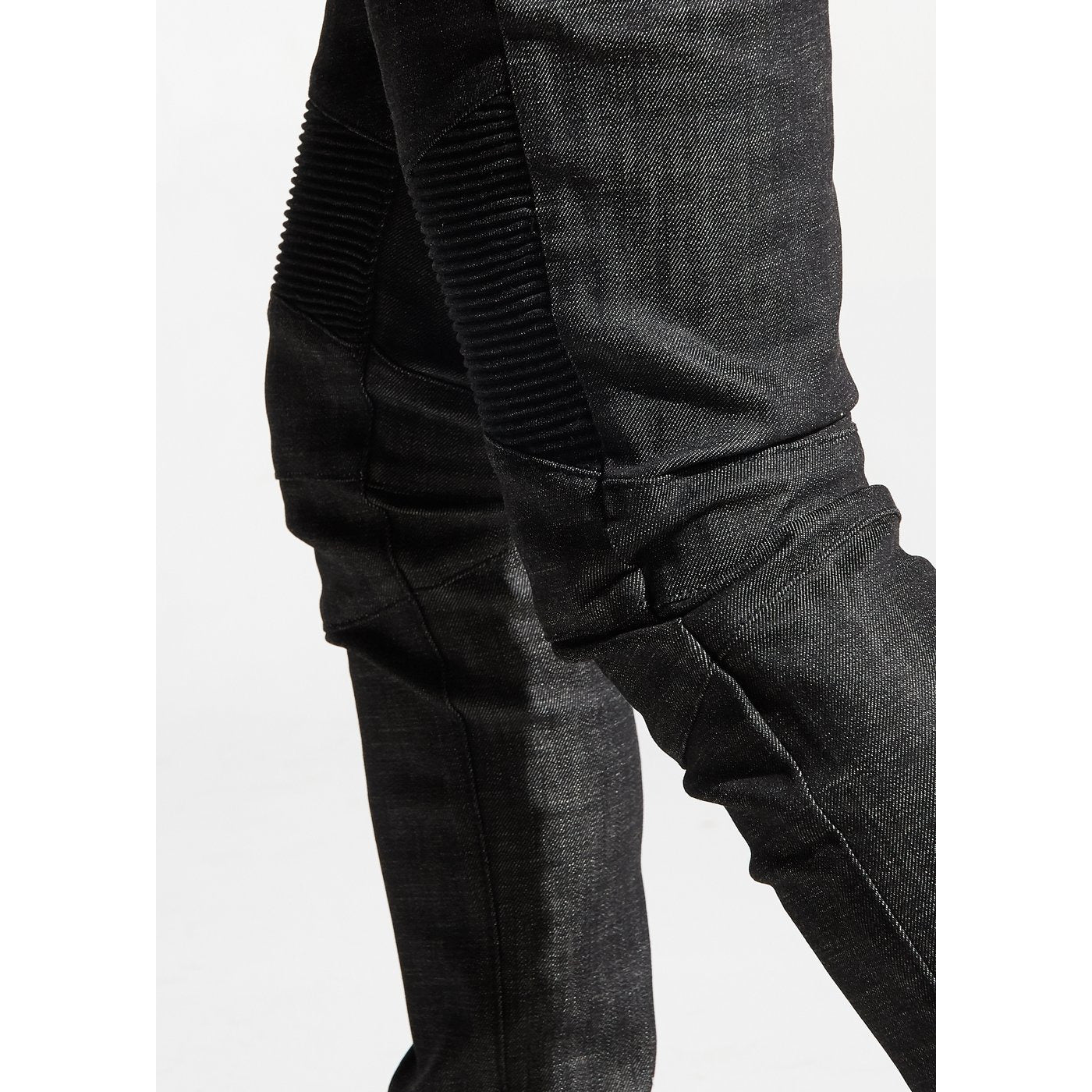 Embellish ZAK Charcoal Biker Denim (EMBSP119-107) front view with zipper and button closure