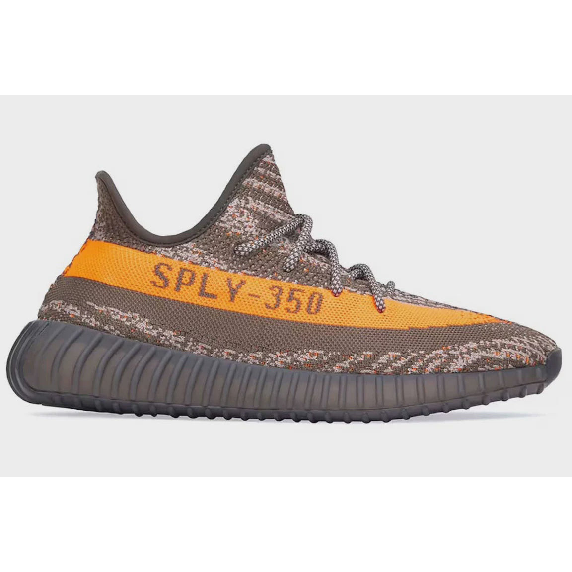 Close-up image of the adidas Yeezy Boost 350 V2 in Carbon Beluga colorway, featuring a sleek, stylish design with signature Boost technology for ultimate comfort and performance
