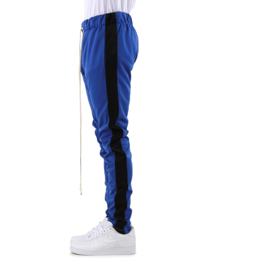 EPTM Royal Blue Track Pants w/Black Stripe with comfortable elastic waistband and side pockets