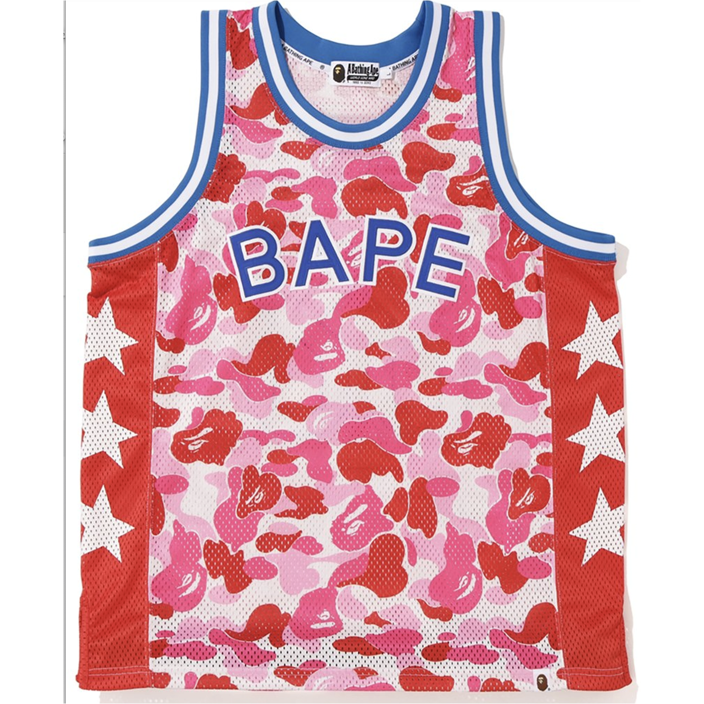 BAPE ABC Basketball Tank Top in Pink, featuring iconic branding and comfortable fit for sports and leisure activities