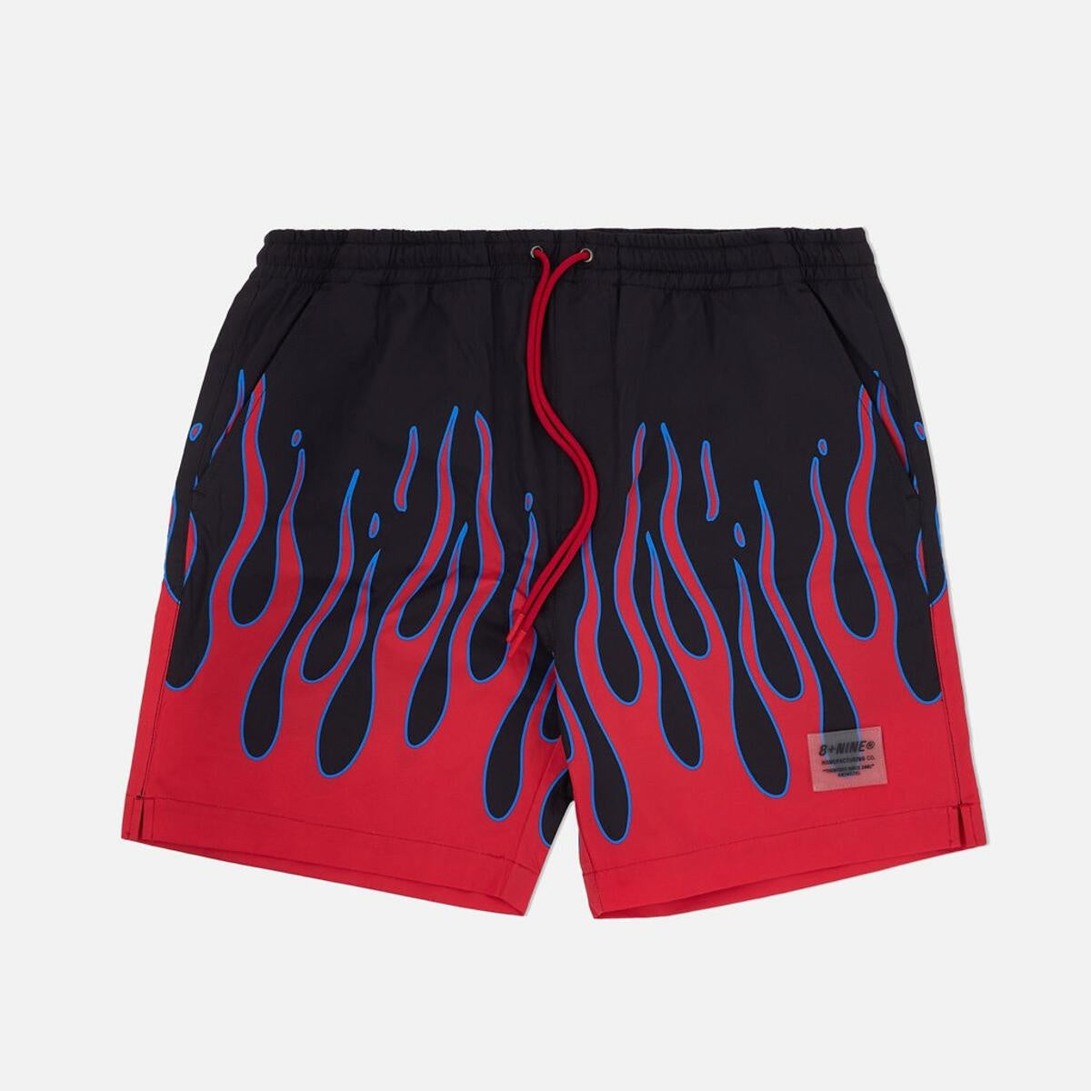 8&9 Red Flame Vibe Shorts (SHVIBFLA) - Comfortable and stylish activewear for men with a vibrant red flame design