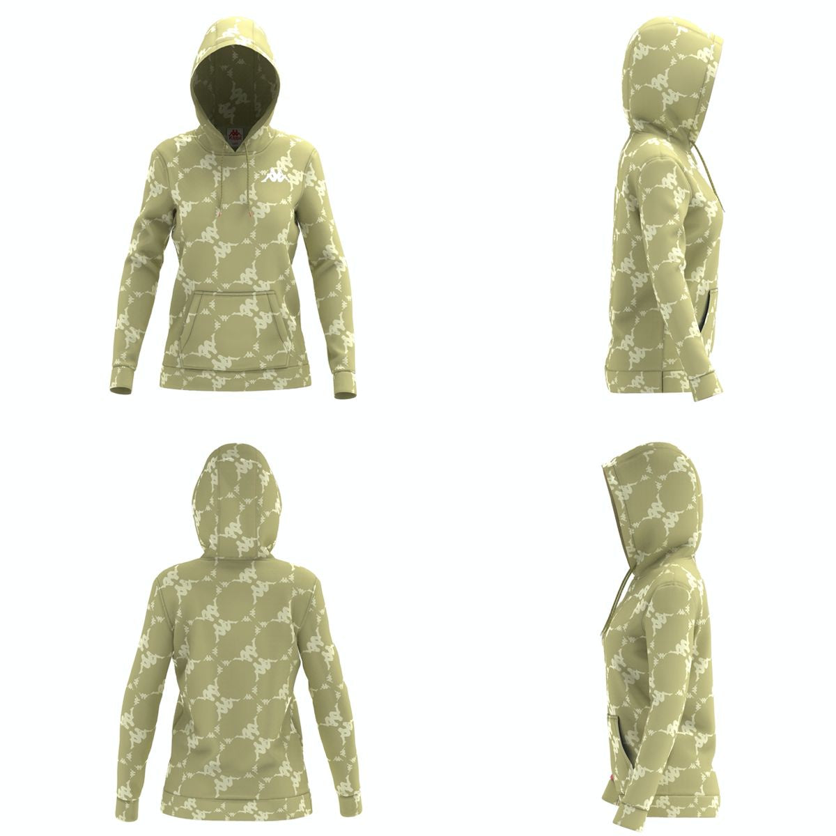 Women's Kappa Yellow Cedar/White Authentic Datos Hoodie featuring iconic logo and comfortable fit