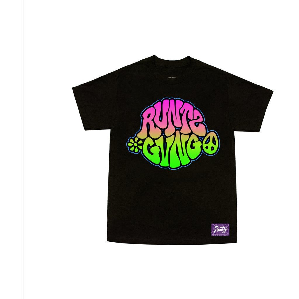 Black t-shirt with pink and green Runtz Gang logo design