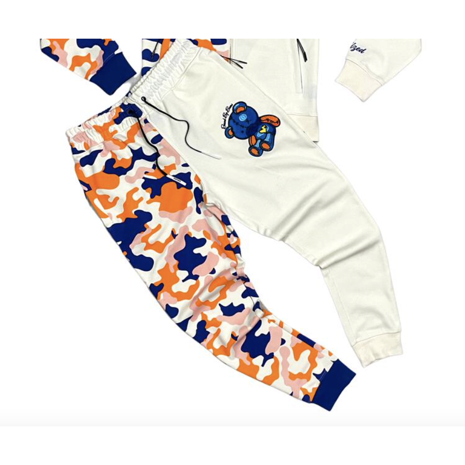 Alt text: Civilized CAMO BEAR COLOR BLOCK JOGGERS in natural color, featuring a comfortable and stylish design perfect for casual wear