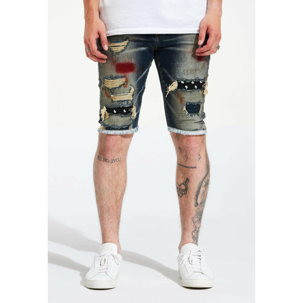A close-up image of the Crysp Denim Indigo Tint - PIERRE SHORT (CRYSP222-32) showcasing the stylish design and high-quality material
