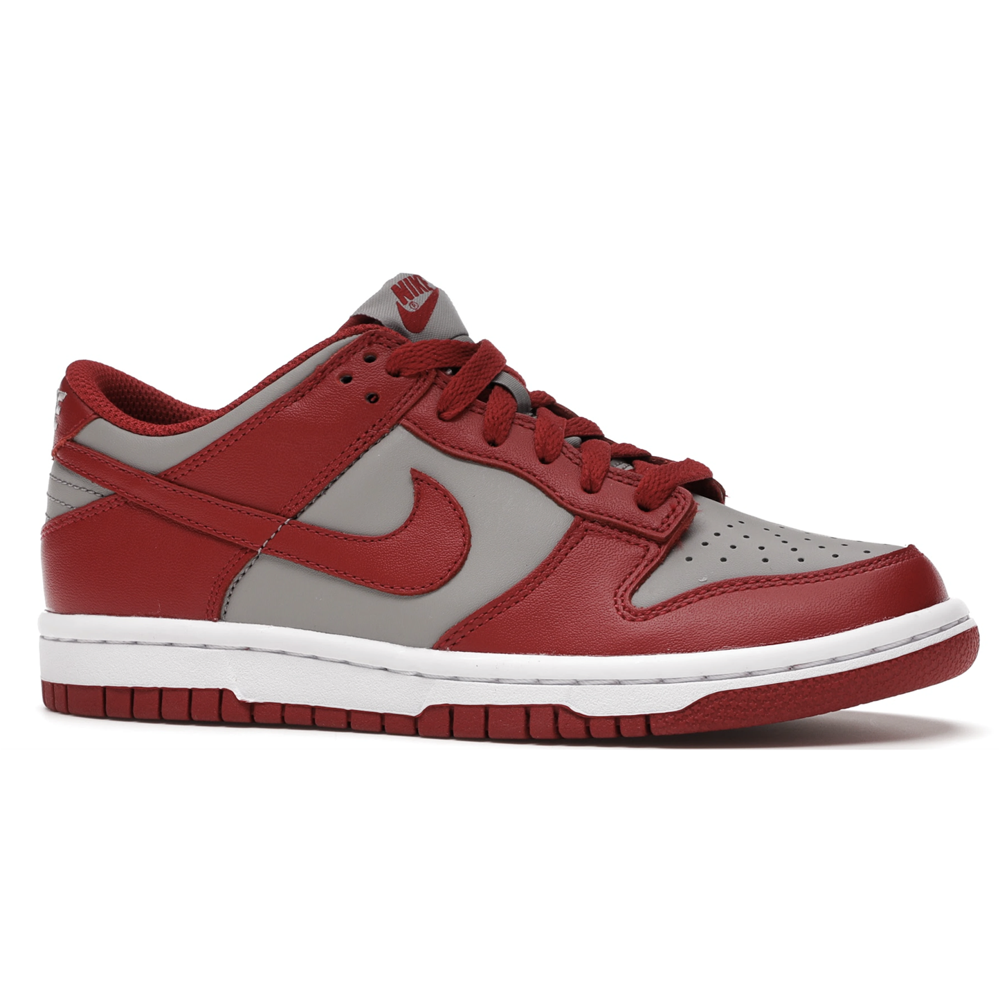 Nike Dunk Low Retro in Medium Grey Varsity Red UNLV colorway for kids, released in 2021, showcasing a classic and stylish design