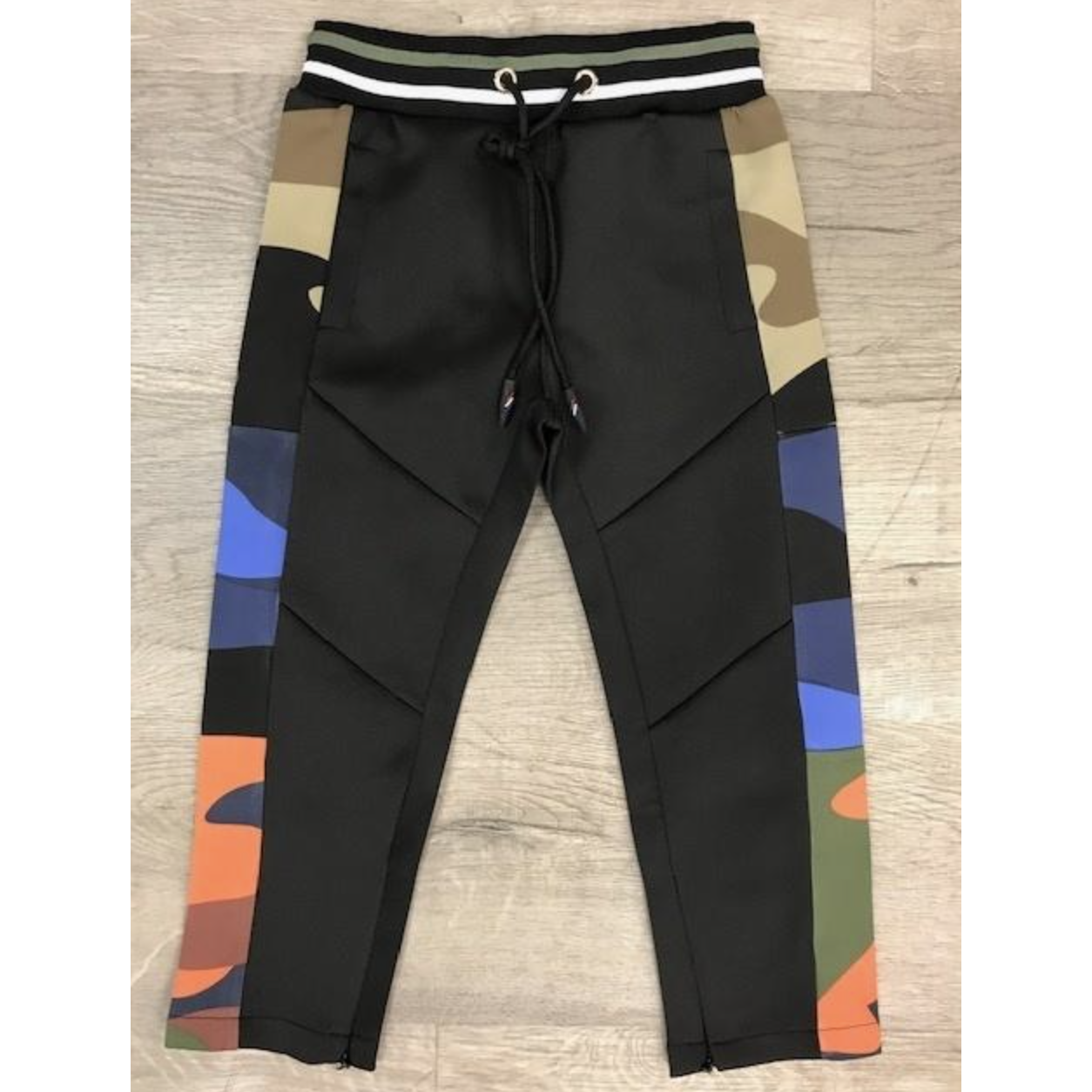 Black Keys Kid's Stickup Artist Green Camo Track Pants, trendy and versatile children's fashion statement