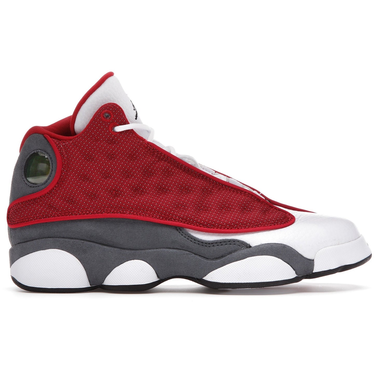 High-quality image of the Jordan 13 Retro - Gym Red Flint Grey (GS) sneakers, featuring red and grey colors, perfect for stylish athletic wear for kids and teenagers