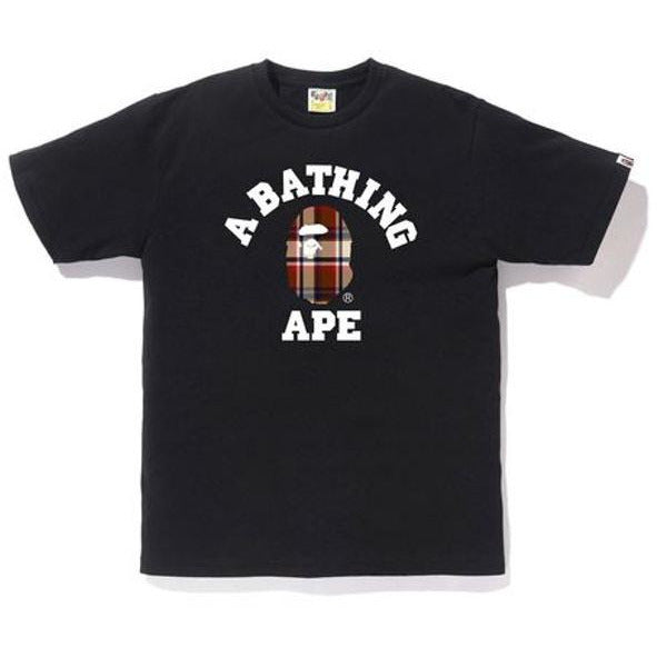 BAPE Check College Tee - Black/Red