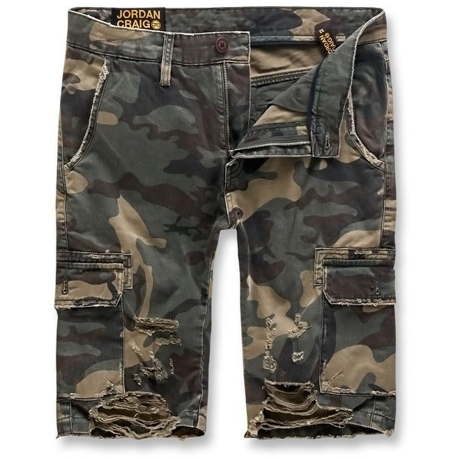 Men's Jordan Craig Woodland Green Camo Cargo Shorts (4453C) for outdoor activities and casual wear