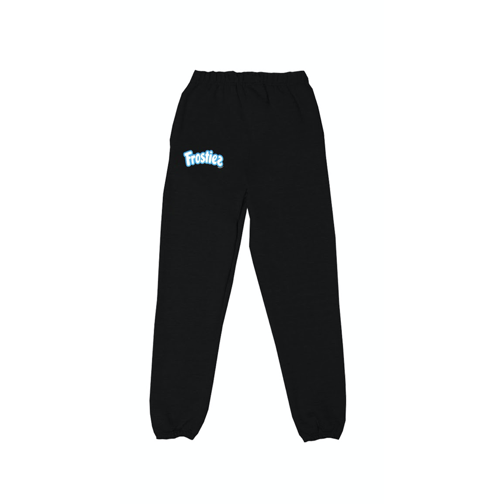 Black and blue jogger pants with Frostiez logo, perfect for casual wear