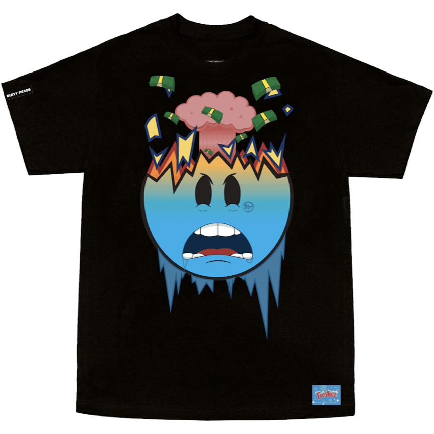 Black Frostiez X Dirty Pesos 'Mind Blown' tee featuring a striking design